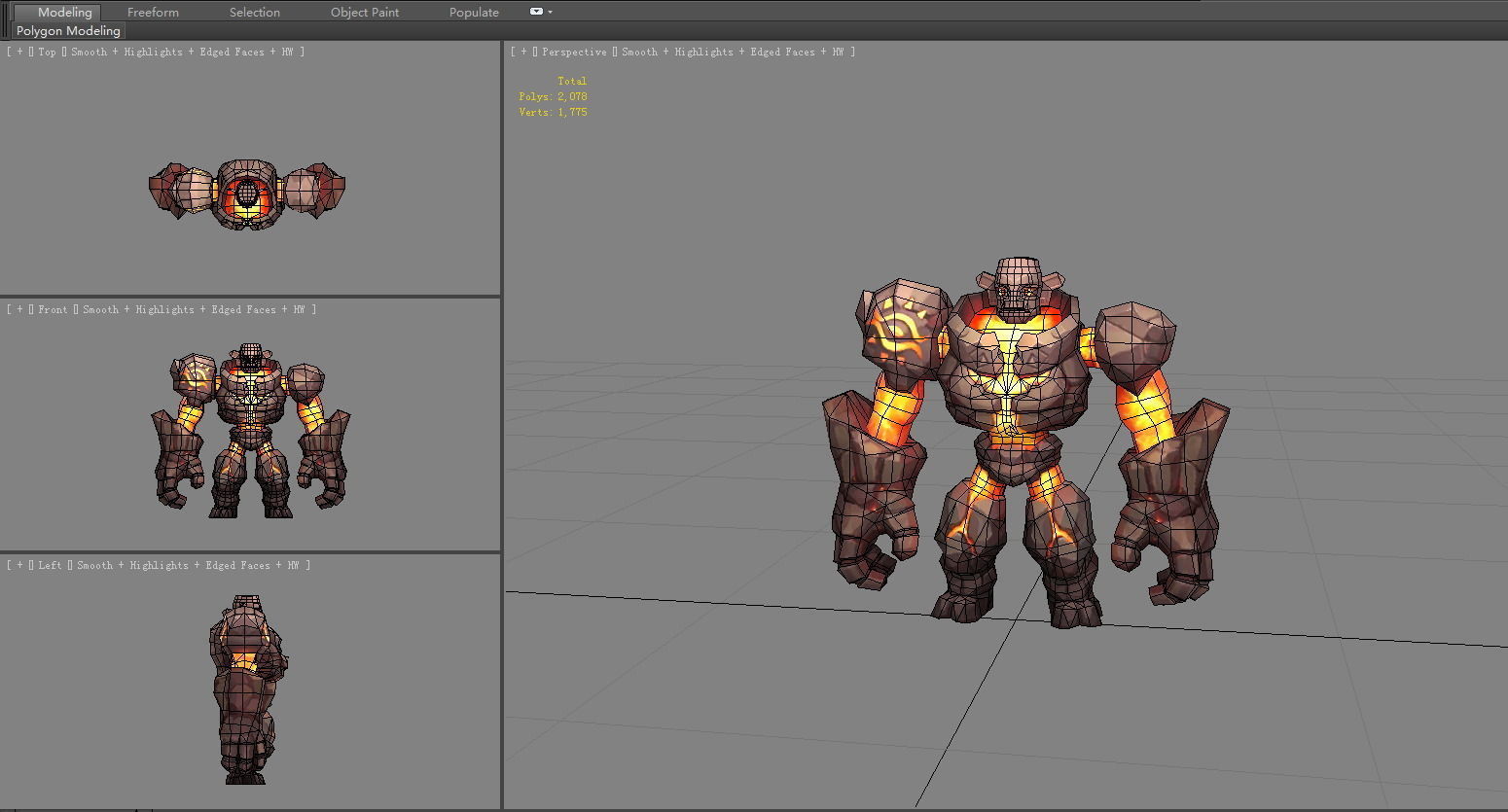 Balrog - humanoid stone monster - rock devil  Low-poly 3D model_5