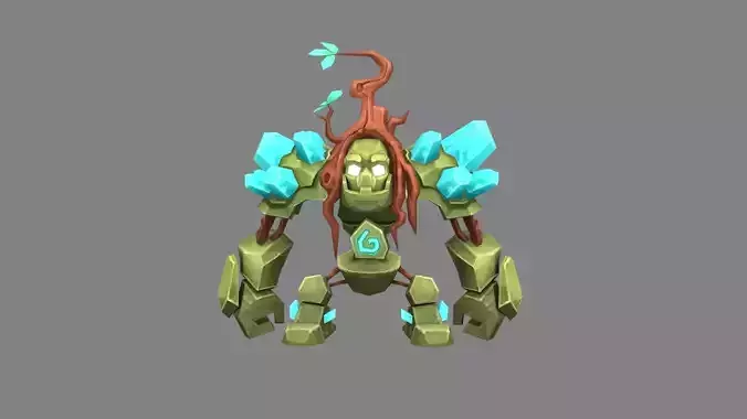 Cartoon blue crystal stone monster - rock devil 