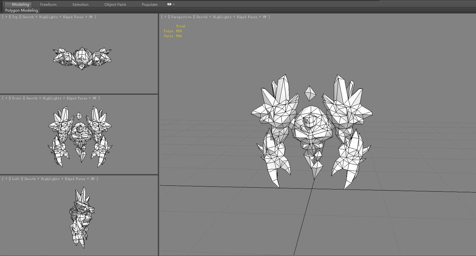 Amethyst stone monster - rock devil Low-poly 3D model_6