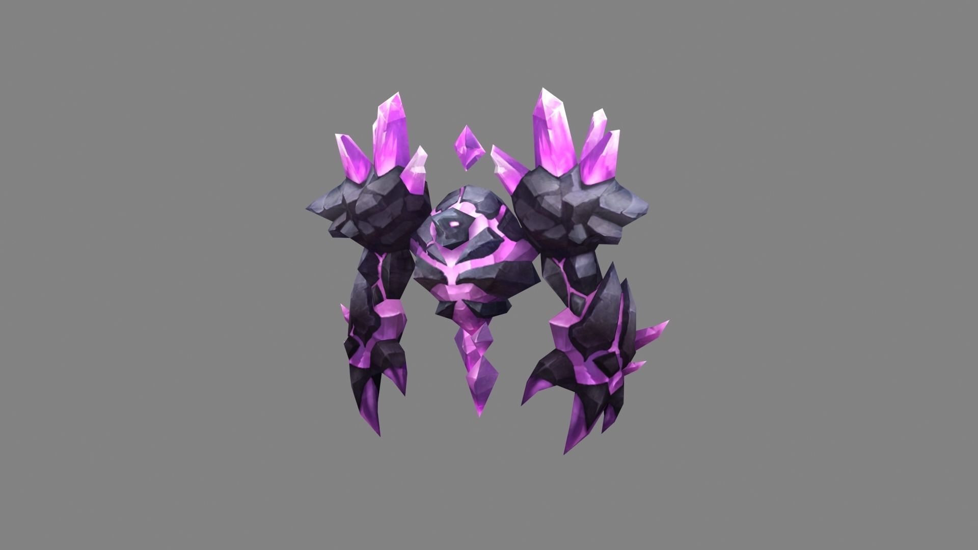 Amethyst stone monster - rock devil Low-poly 3D model_1