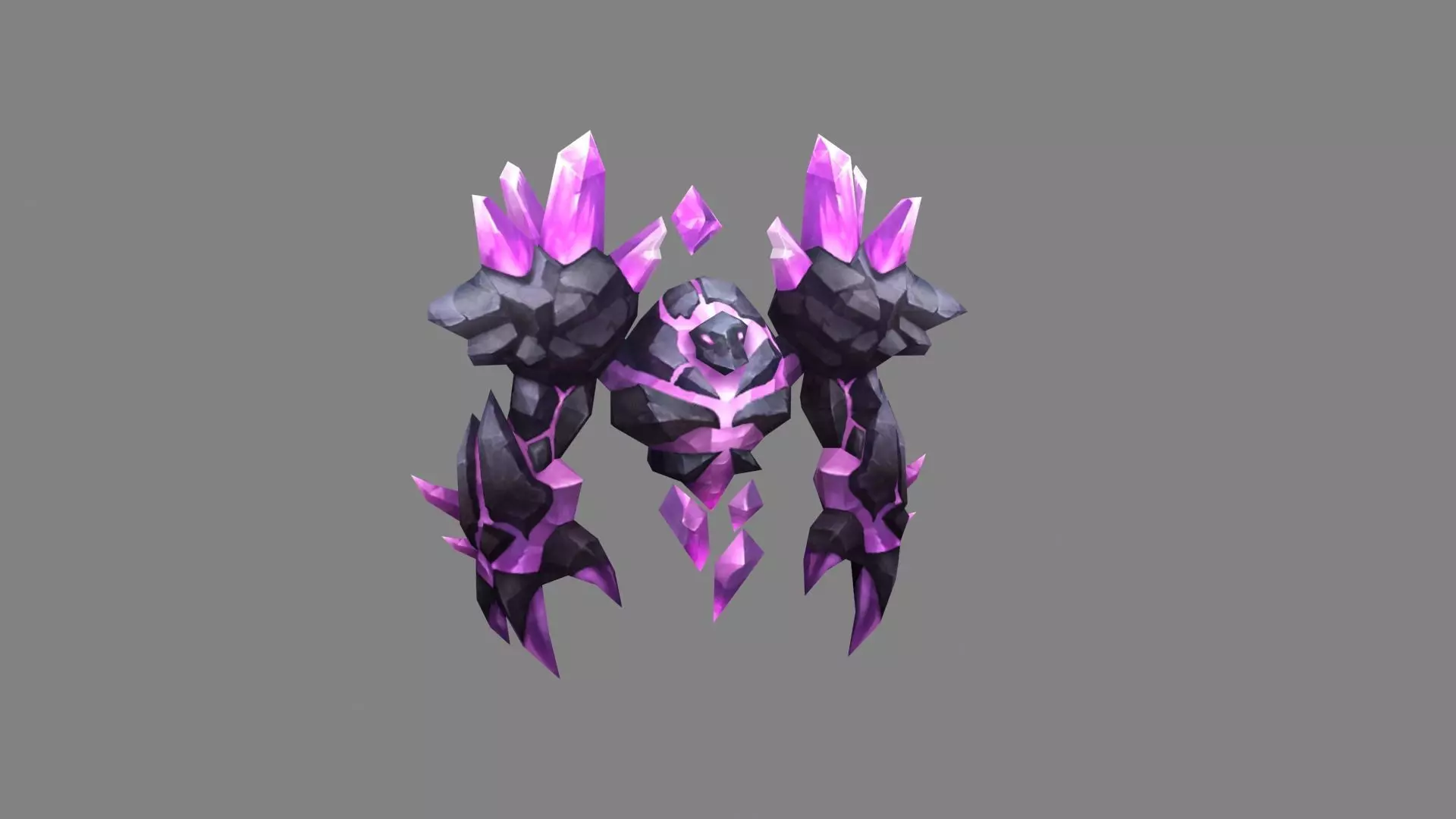 Amethyst stone monster - rock devil Low-poly 3D model_0