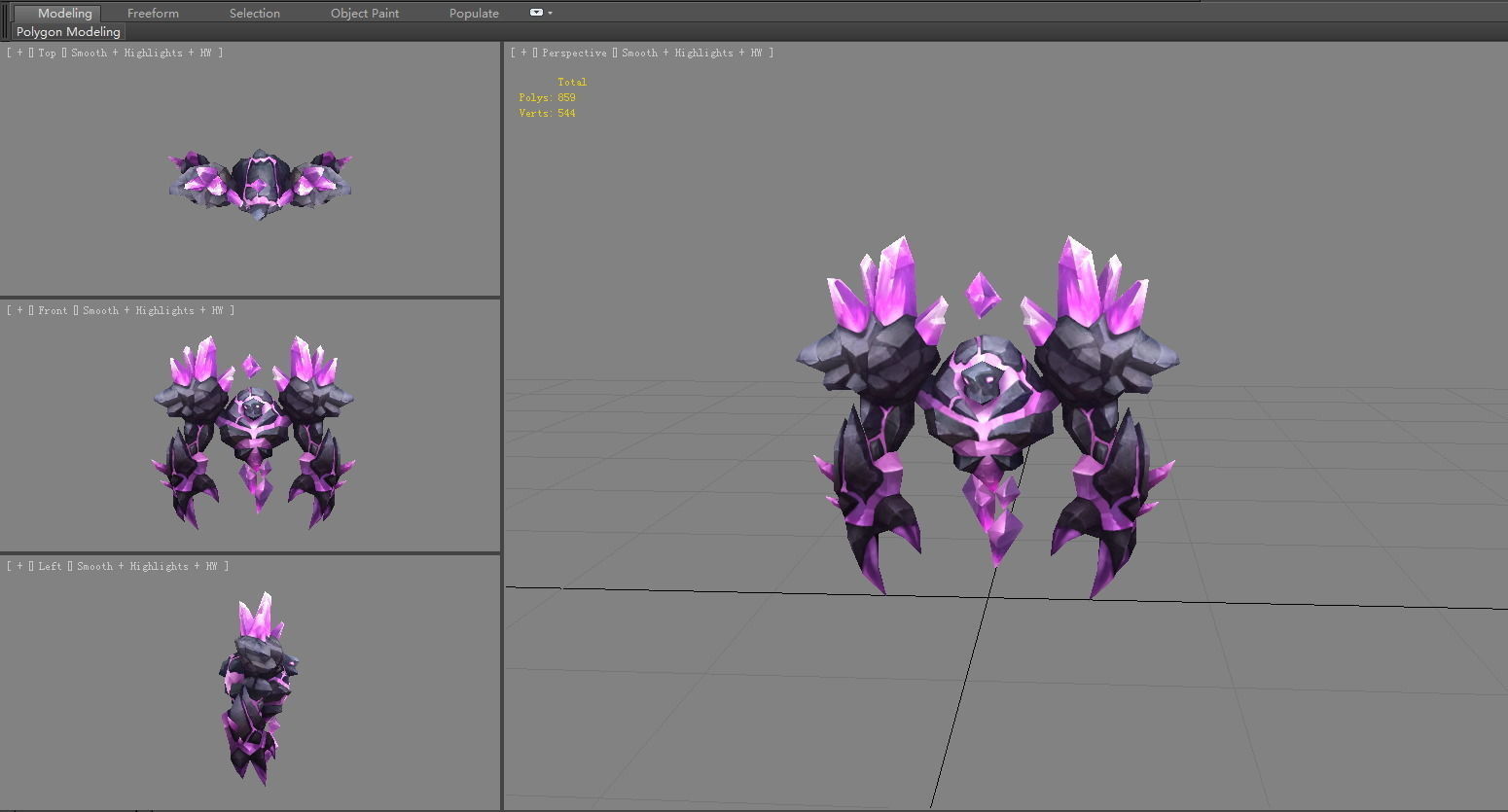 Amethyst stone monster - rock devil Low-poly 3D model_4