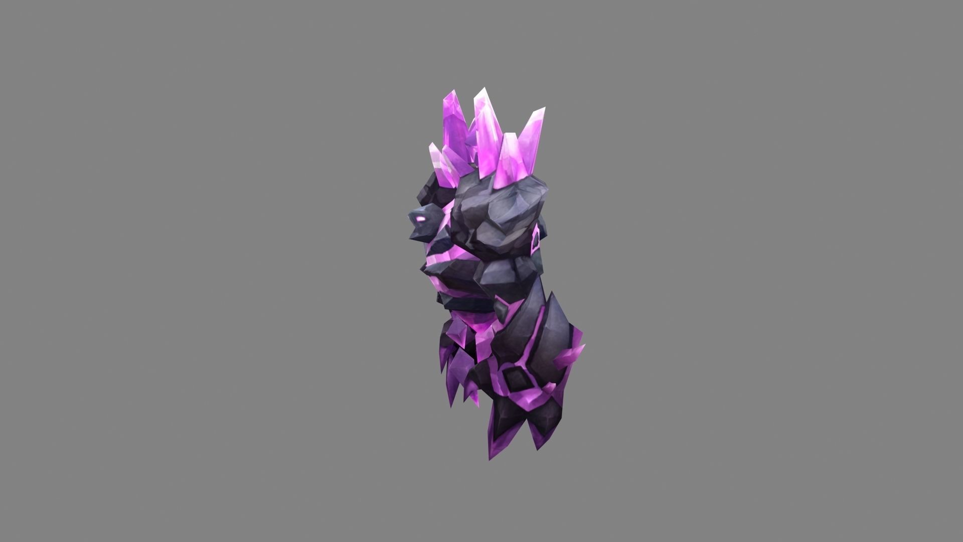 Amethyst stone monster - rock devil Low-poly 3D model_2