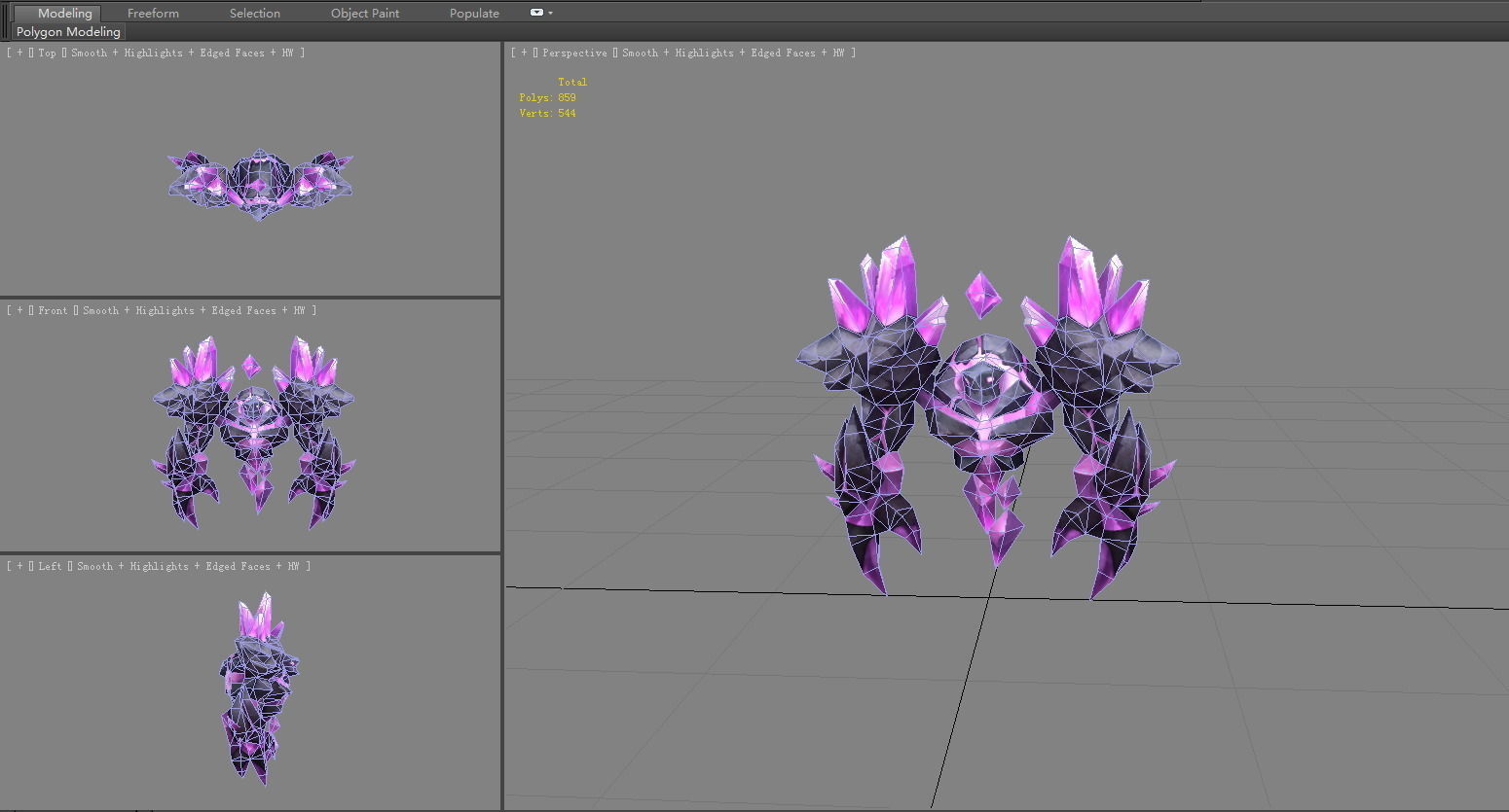 Amethyst stone monster - rock devil Low-poly 3D model_5