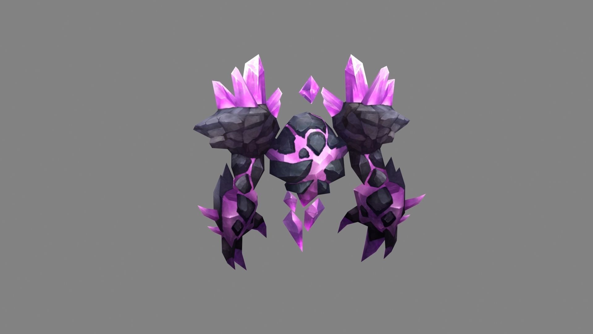 Amethyst stone monster - rock devil Low-poly 3D model_3