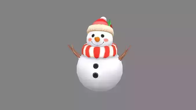 Cartoon snowman wearing scarf and hat