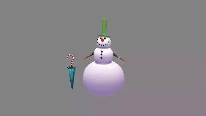 Cartoon Umbrella Gentleman Snowman