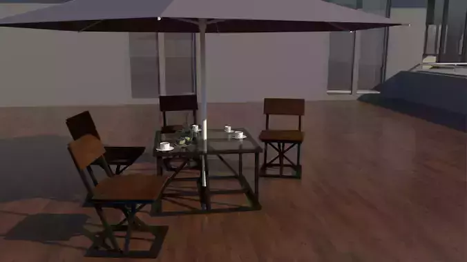 Outdoor coffee table combined with umbrella 