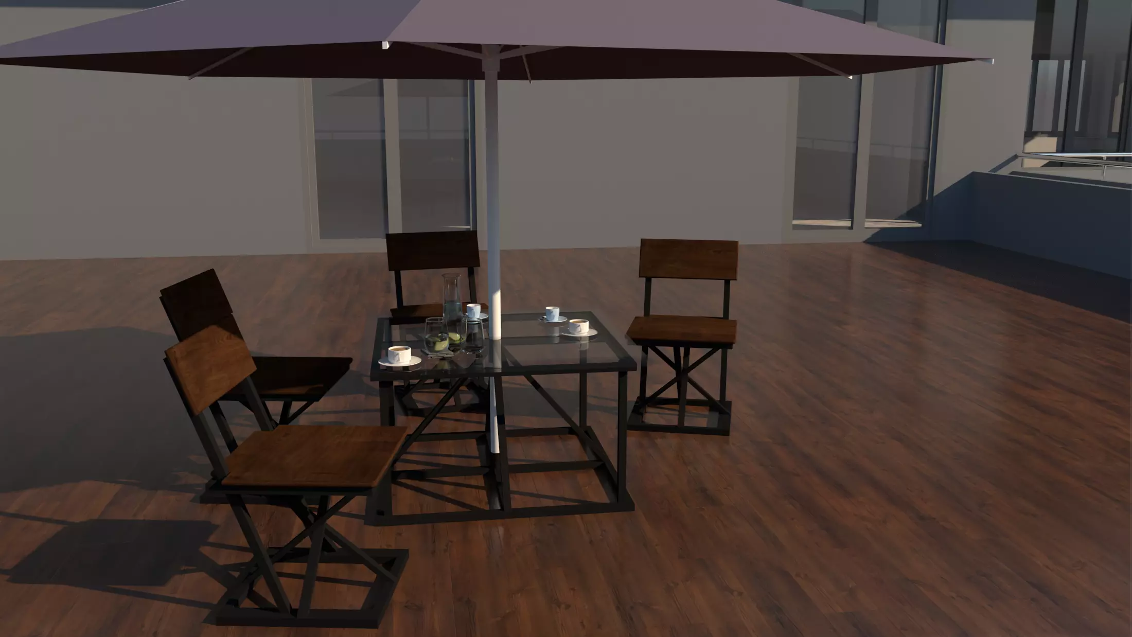 Outdoor coffee table combined with umbrella 3D model