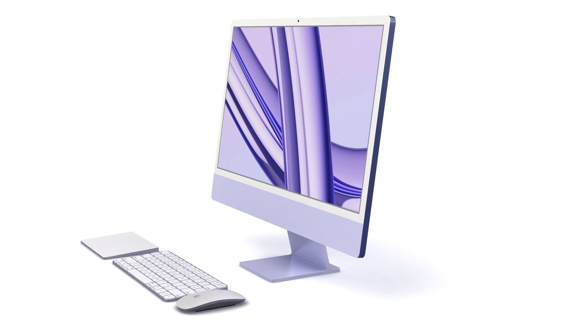 3D model Apple iMac 24 inch 2023 Purple with Keyboard-Mouse