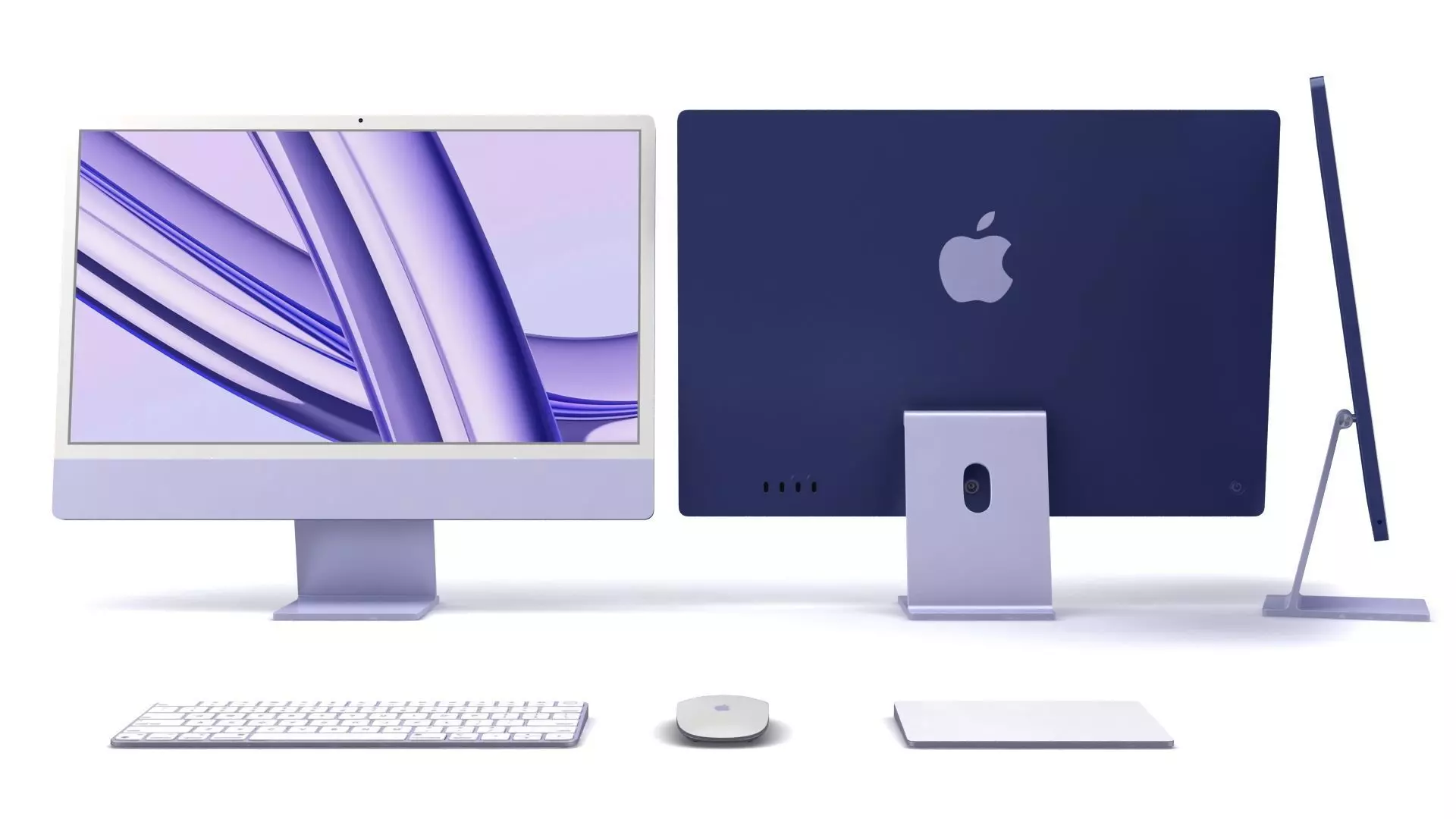 3D model Apple iMac 24 inch 2023 Purple with Keyboard-Mouse
