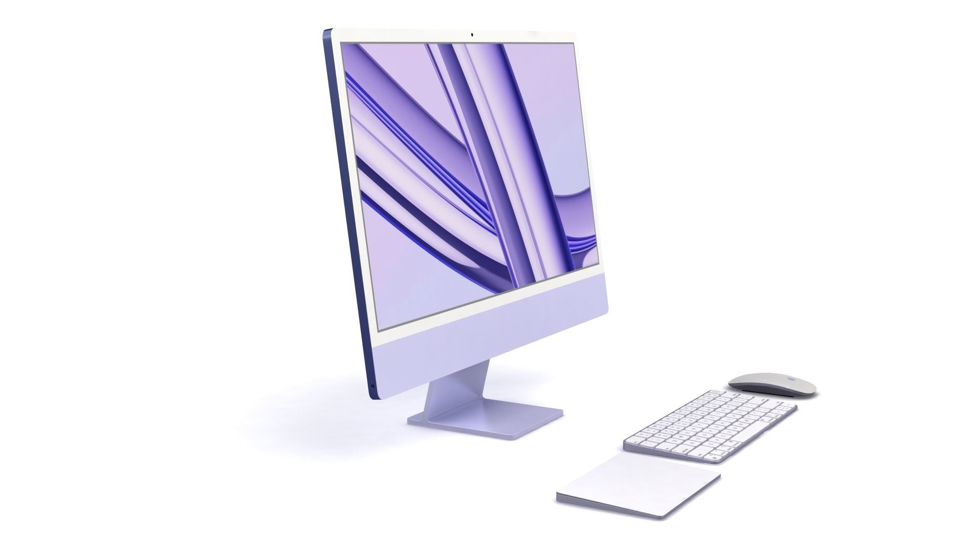3D model Apple iMac 24 inch 2023 Purple with Keyboard-Mouse