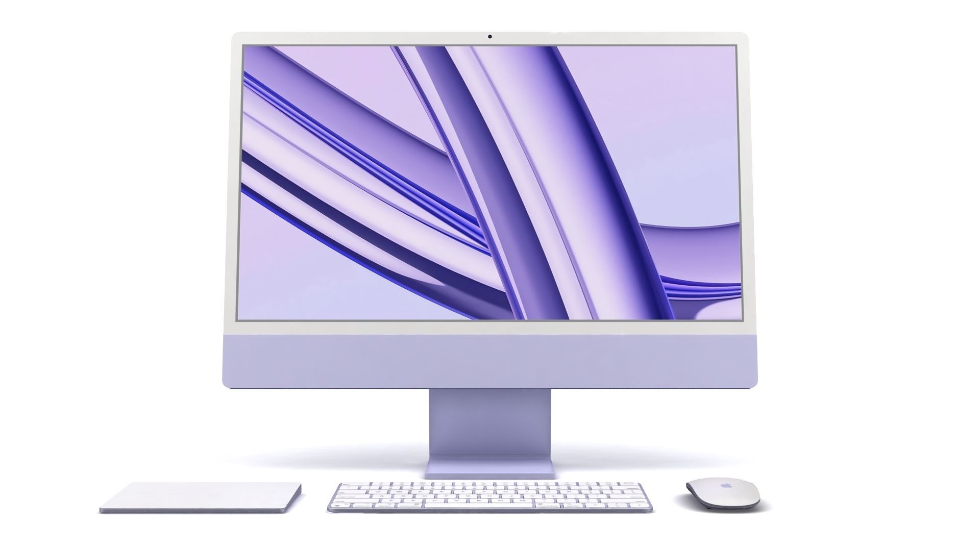 3D model Apple iMac 24 inch 2023 Purple with Keyboard-Mouse