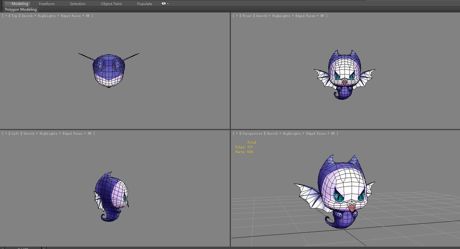 Cartoon ghost demon  -  vampire Low-poly 3D model_5