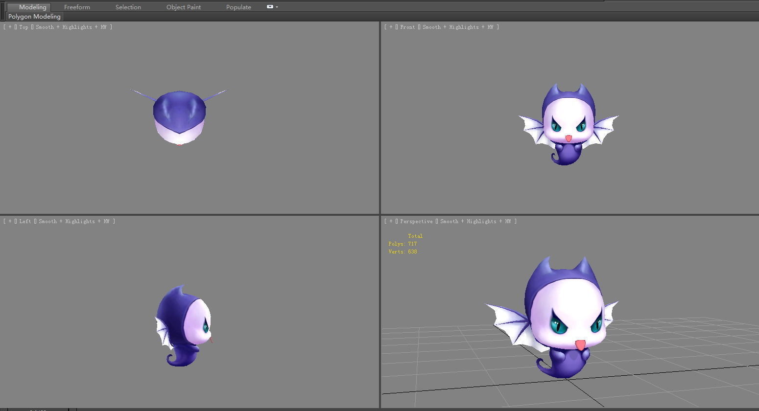 Cartoon ghost demon  -  vampire Low-poly 3D model_4