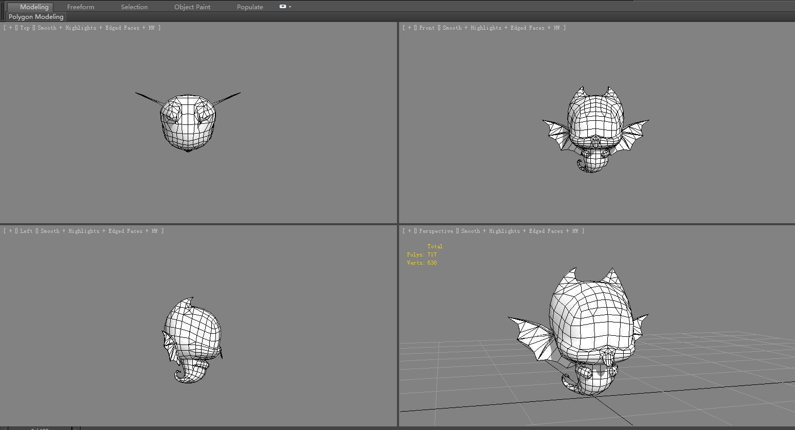 Cartoon ghost demon  -  vampire Low-poly 3D model_6