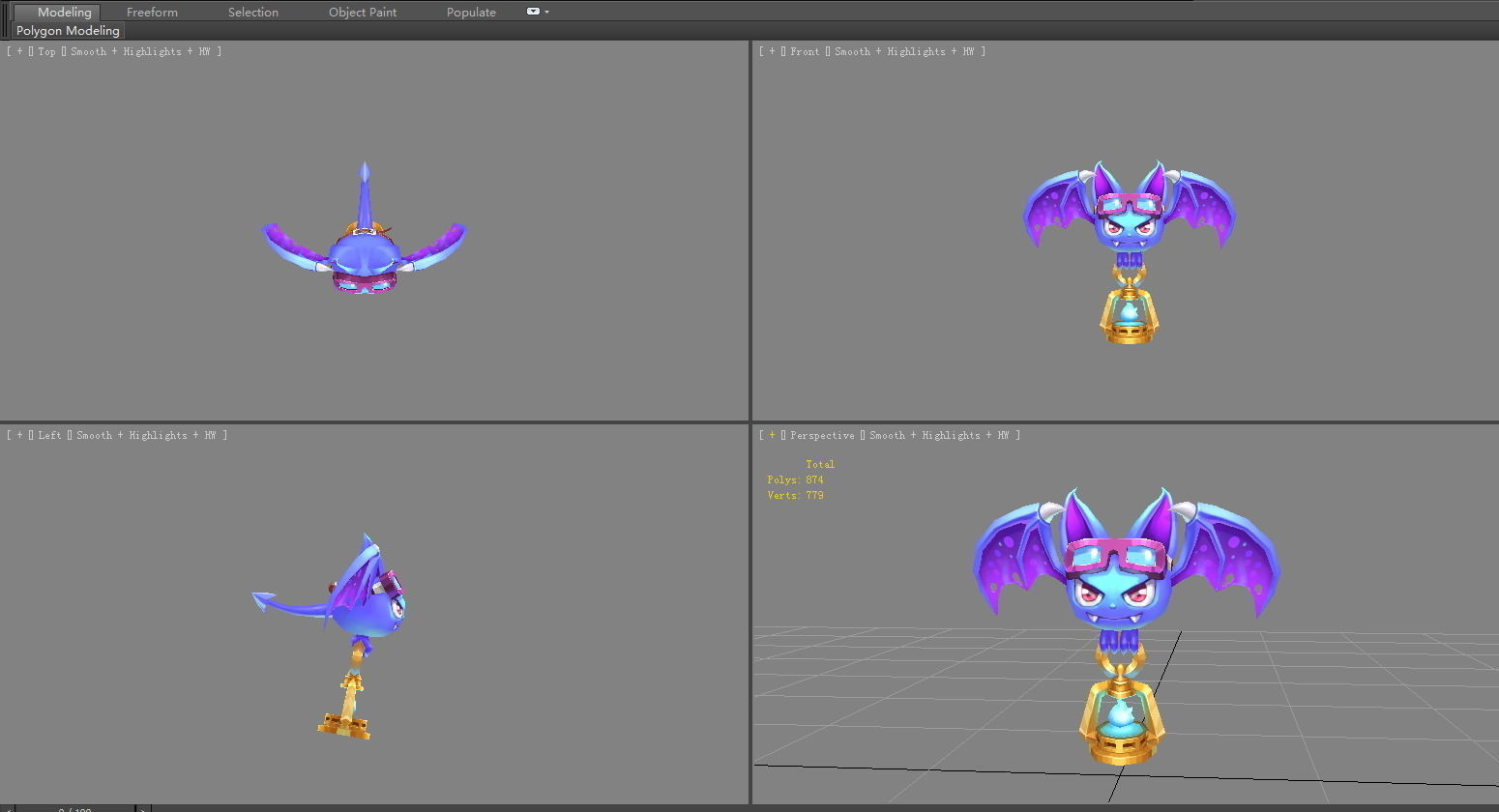 Cartoon vampire Bat devil  Low-poly 3D model_4