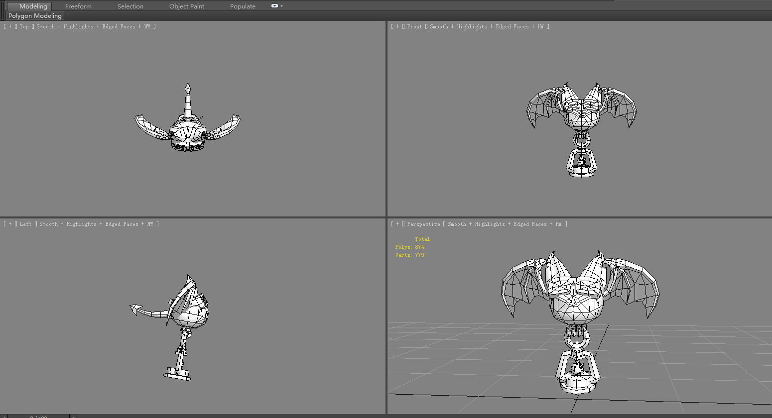 Cartoon vampire Bat devil  Low-poly 3D model_6
