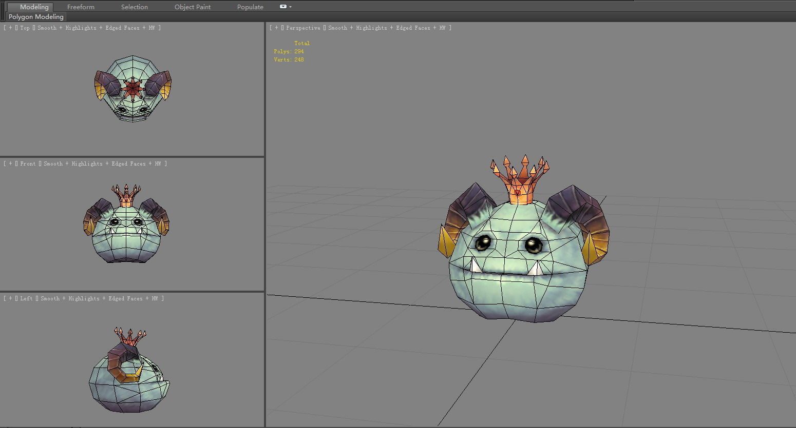 Shofar Demon King - Hairy monster  Low-poly 3D model_5