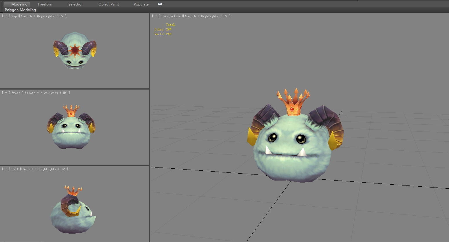 Shofar Demon King - Hairy monster  Low-poly 3D model_4