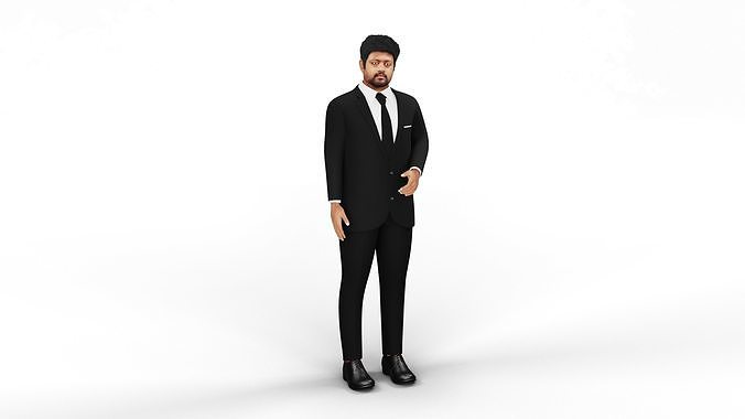 Business Suit Man Rigged Character 3D Model Low-poly 3D model