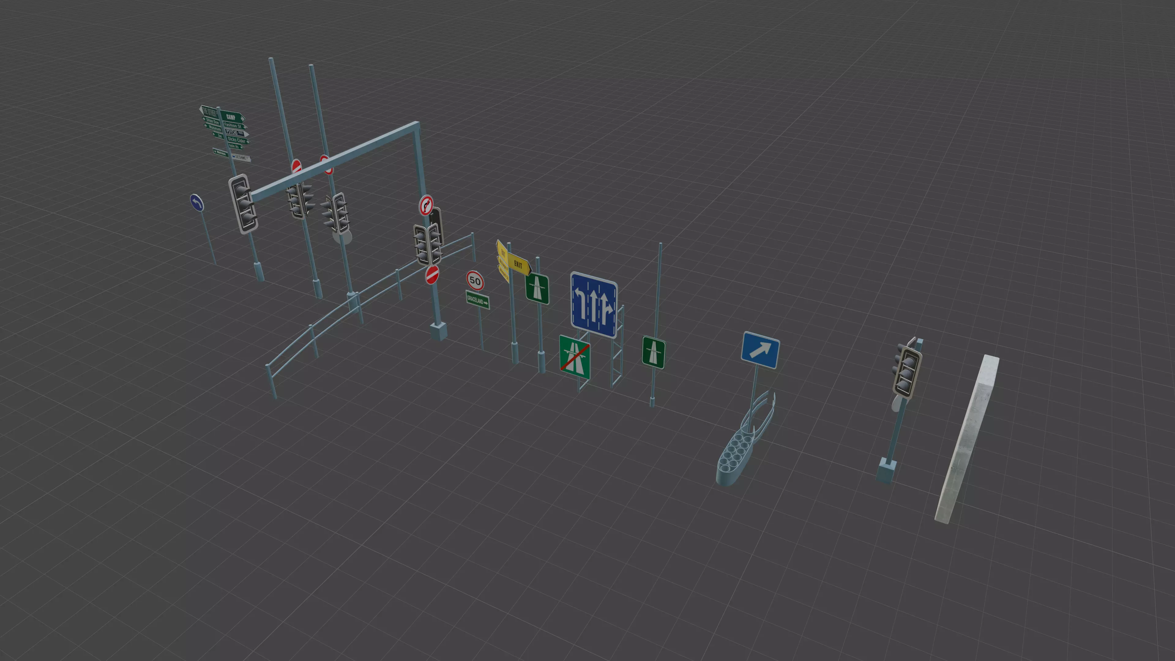 Traffic Signs Collection Free 3D model