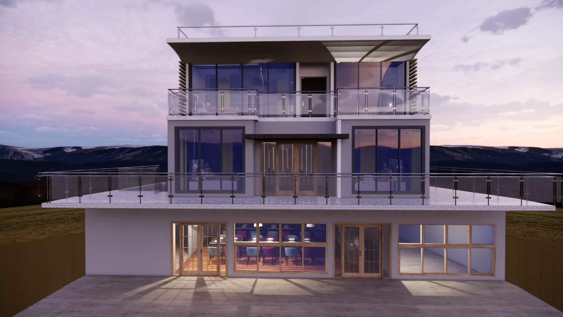 Modern Resort Villa 3D Model Low-poly 3D model