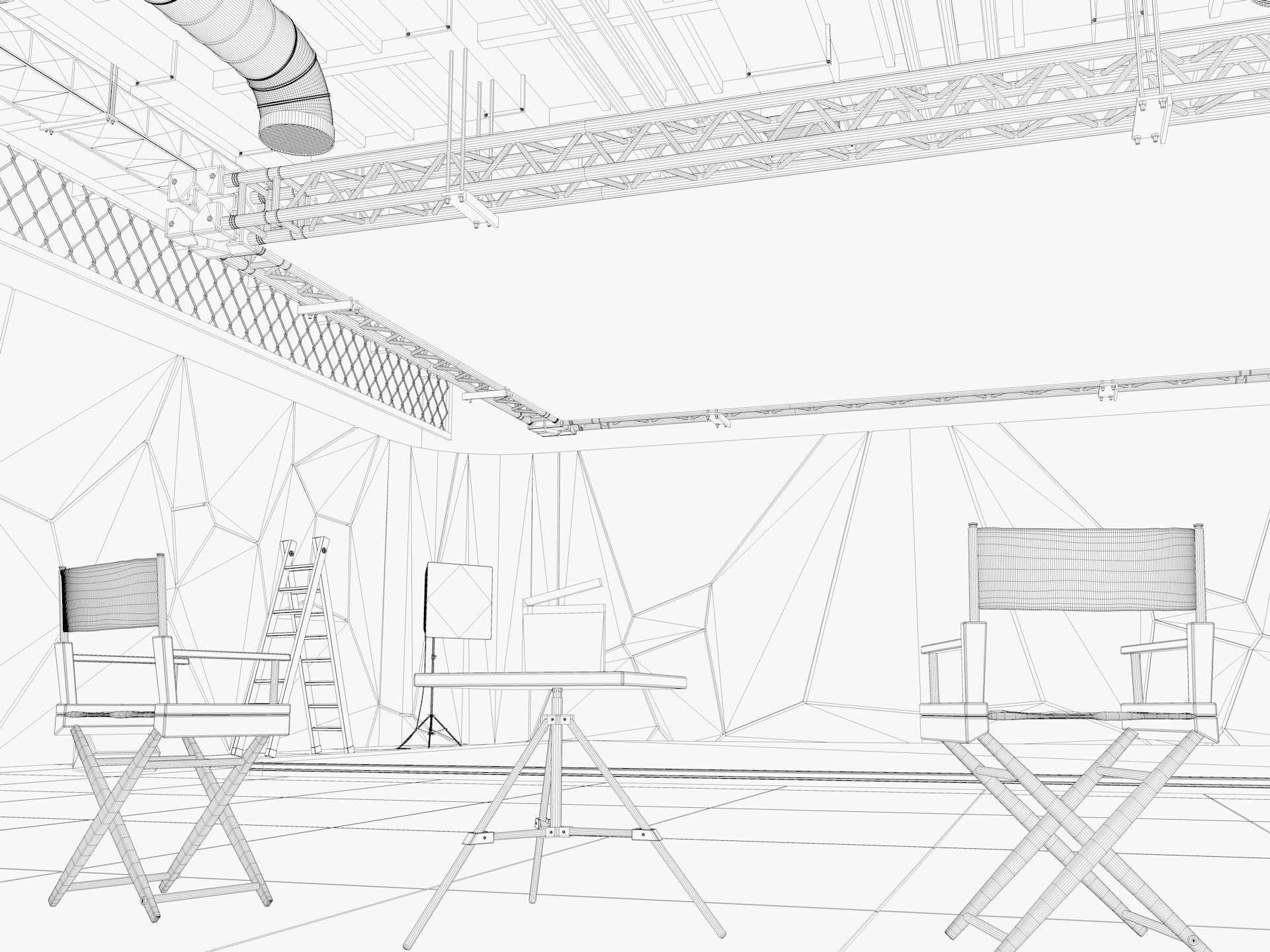 Hangar Photo Studio Scene 3D model_15
