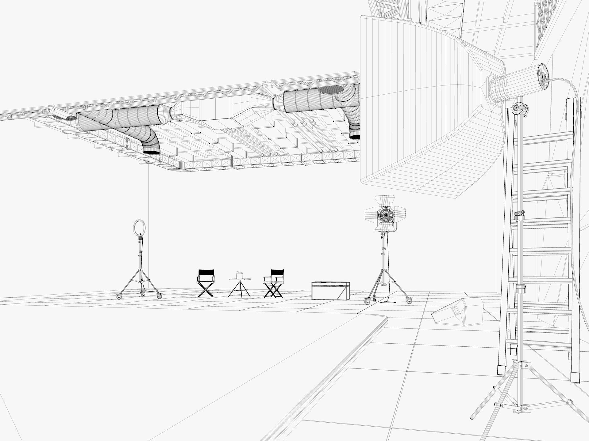 Hangar Photo Studio Scene 3D model_11