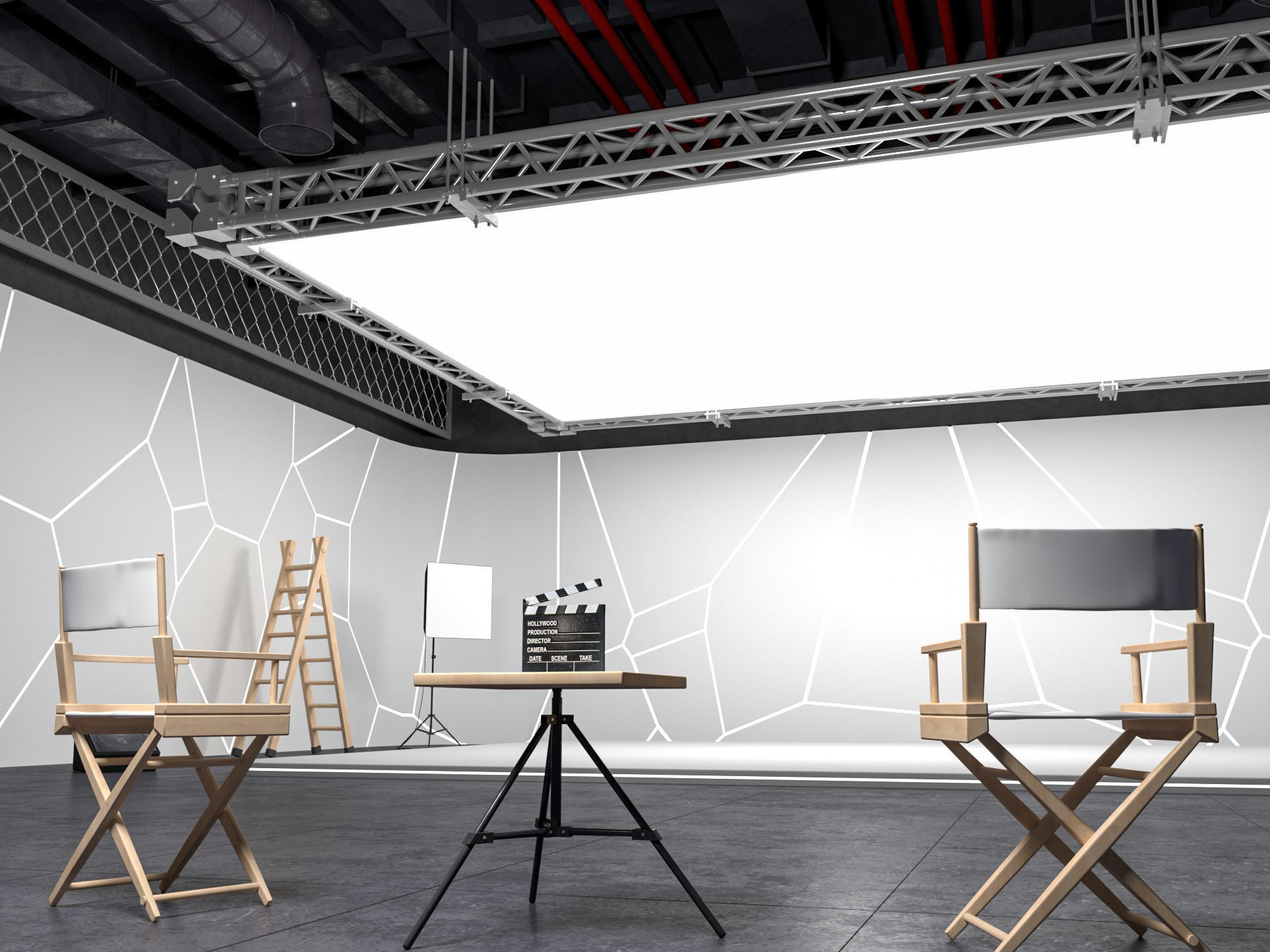 Hangar Photo Studio Scene 3D model_7