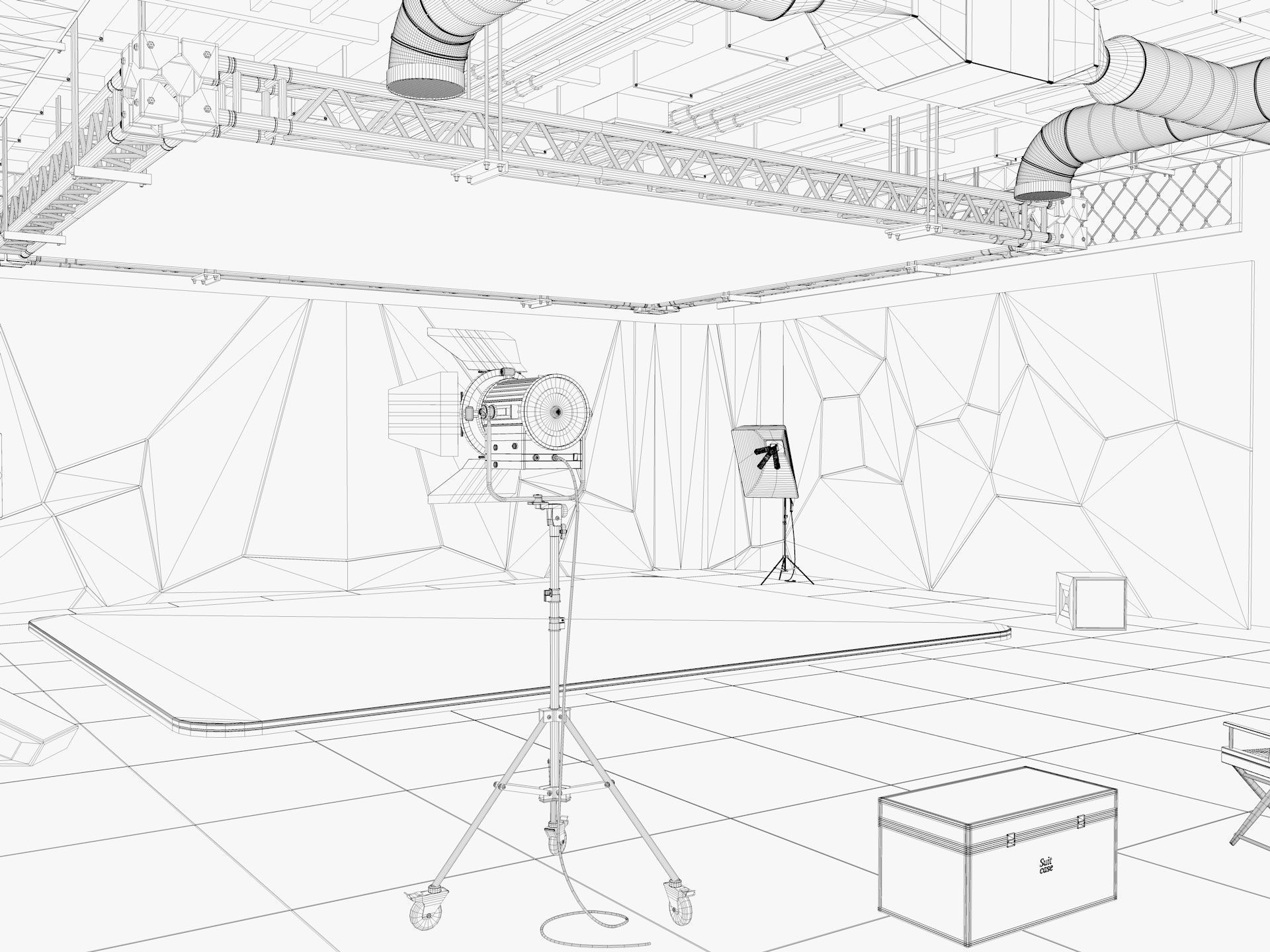 Hangar Photo Studio Scene 3D model_14