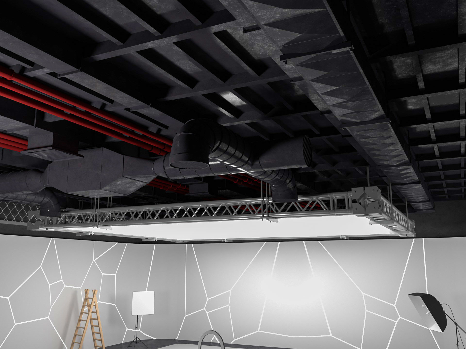 Hangar Photo Studio Scene 3D model_5