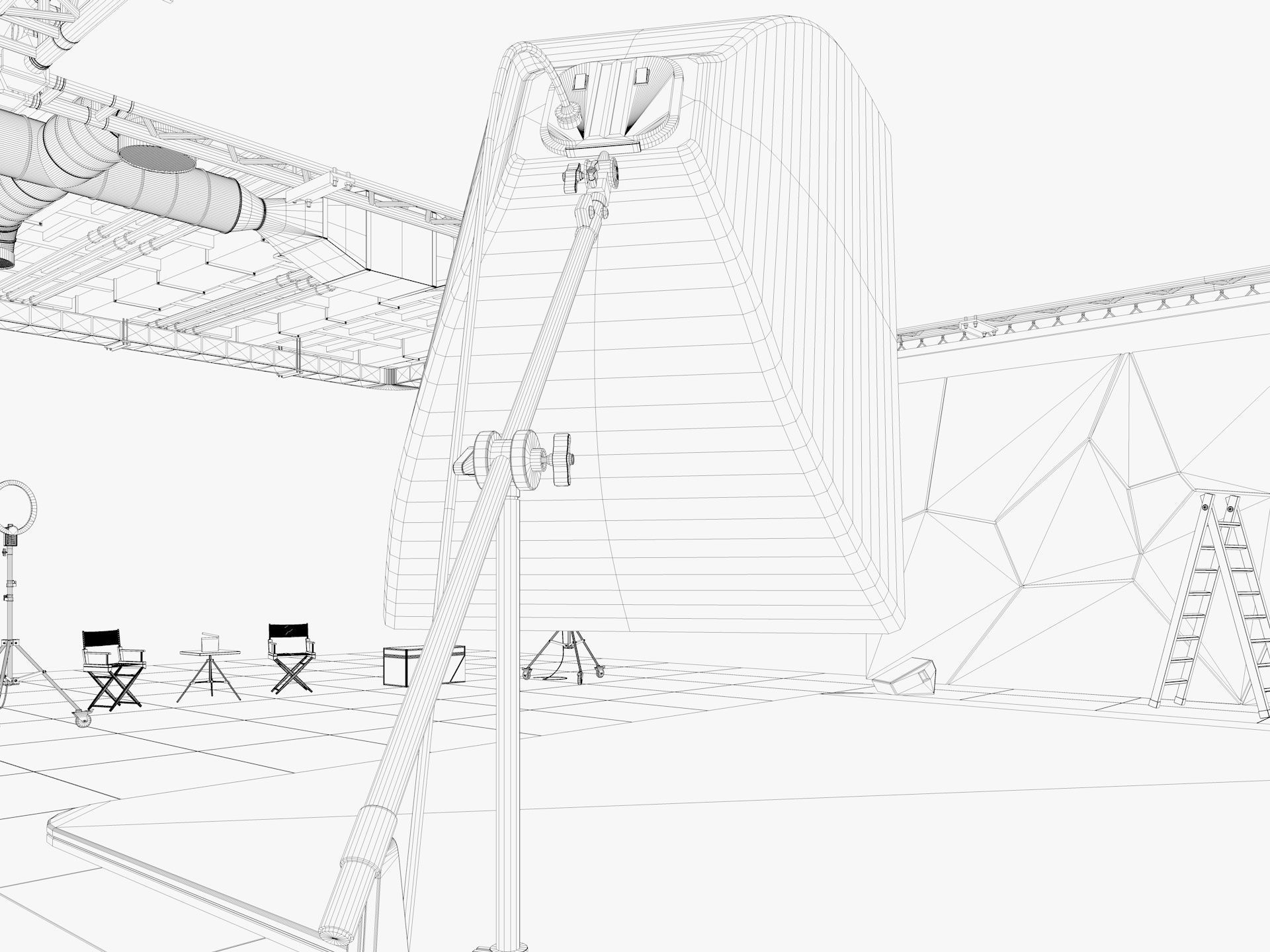 Hangar Photo Studio Scene 3D model_12