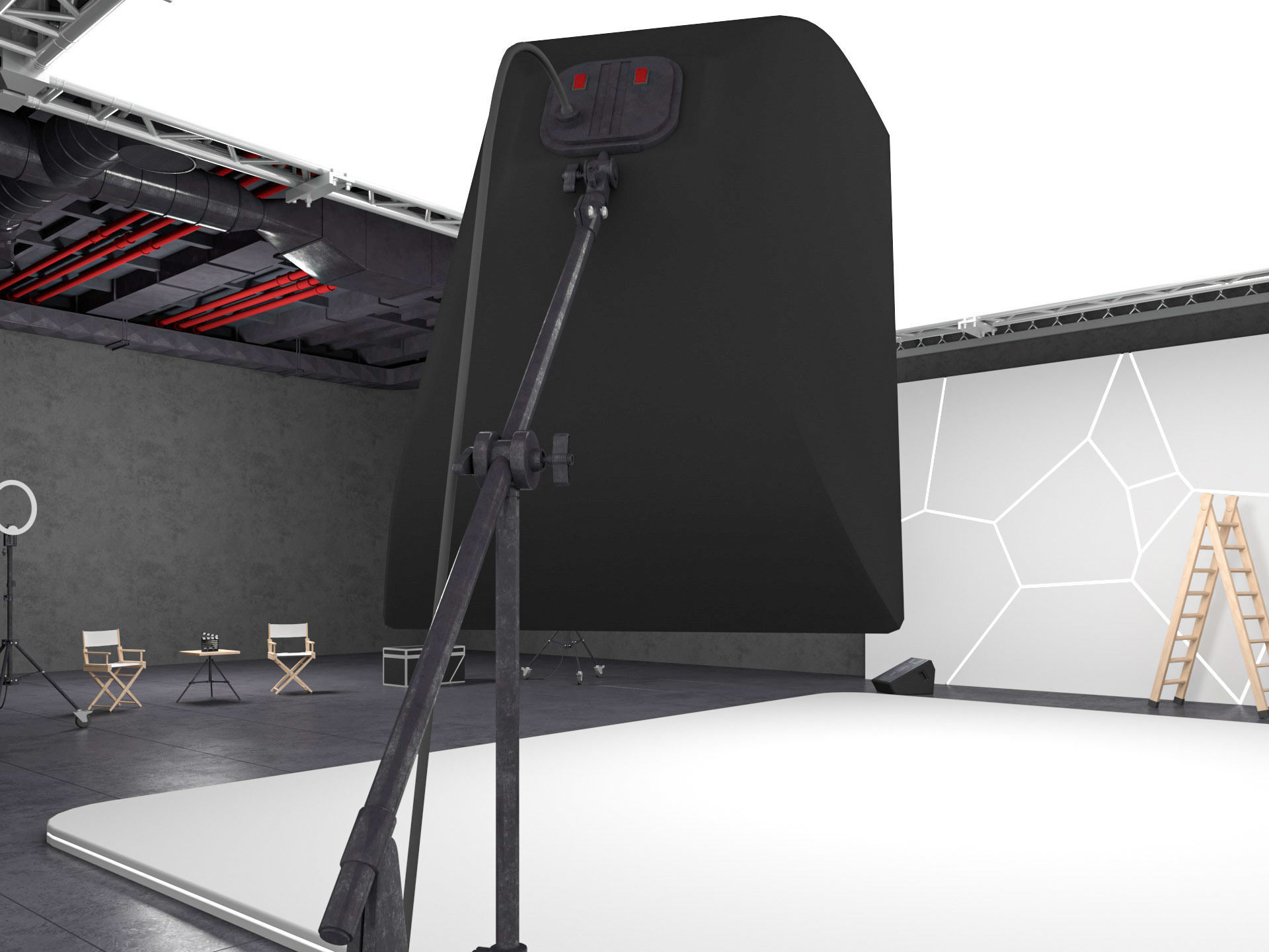 Hangar Photo Studio Scene 3D model_4