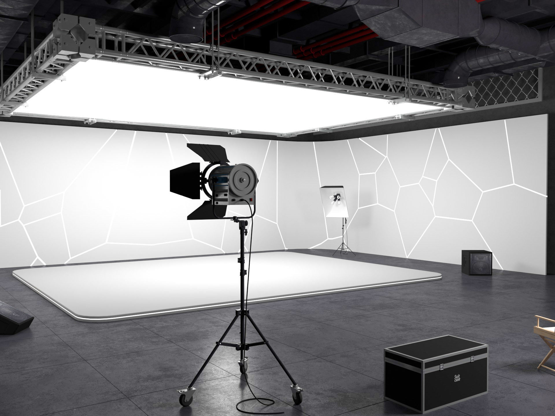 Hangar Photo Studio Scene 3D model_6