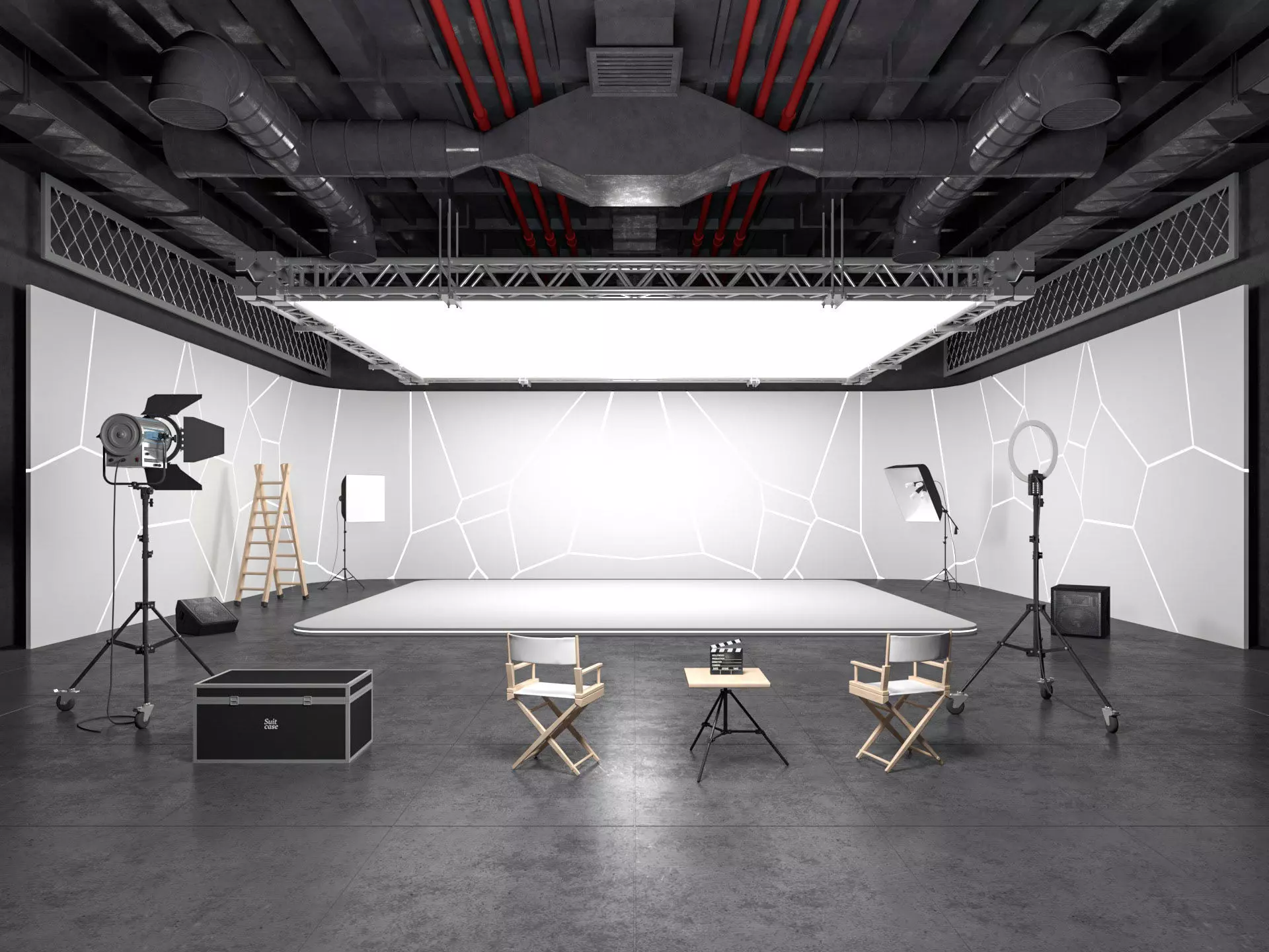 Hangar Photo Studio Scene 3D model_0