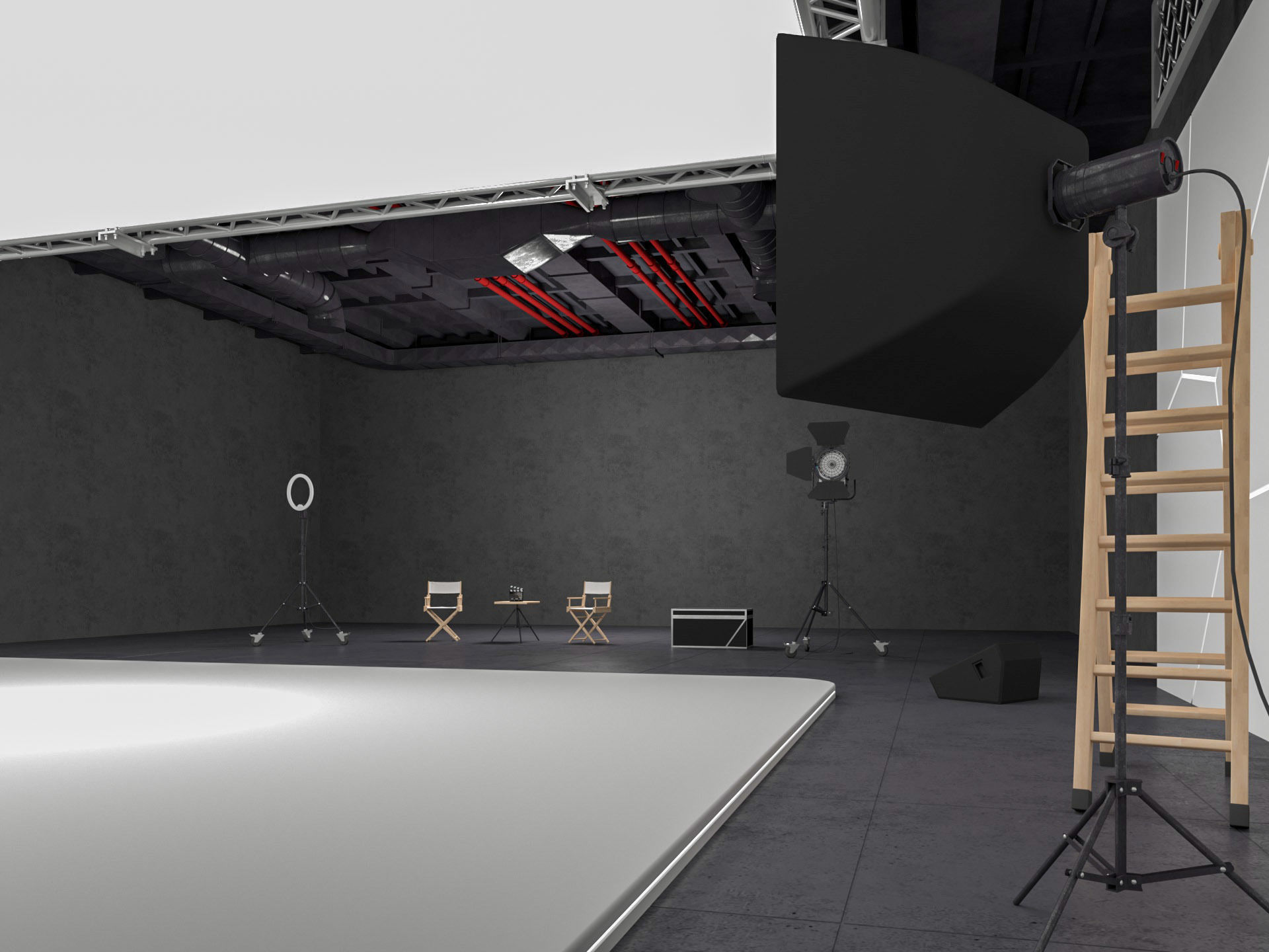 Hangar Photo Studio Scene 3D model_3