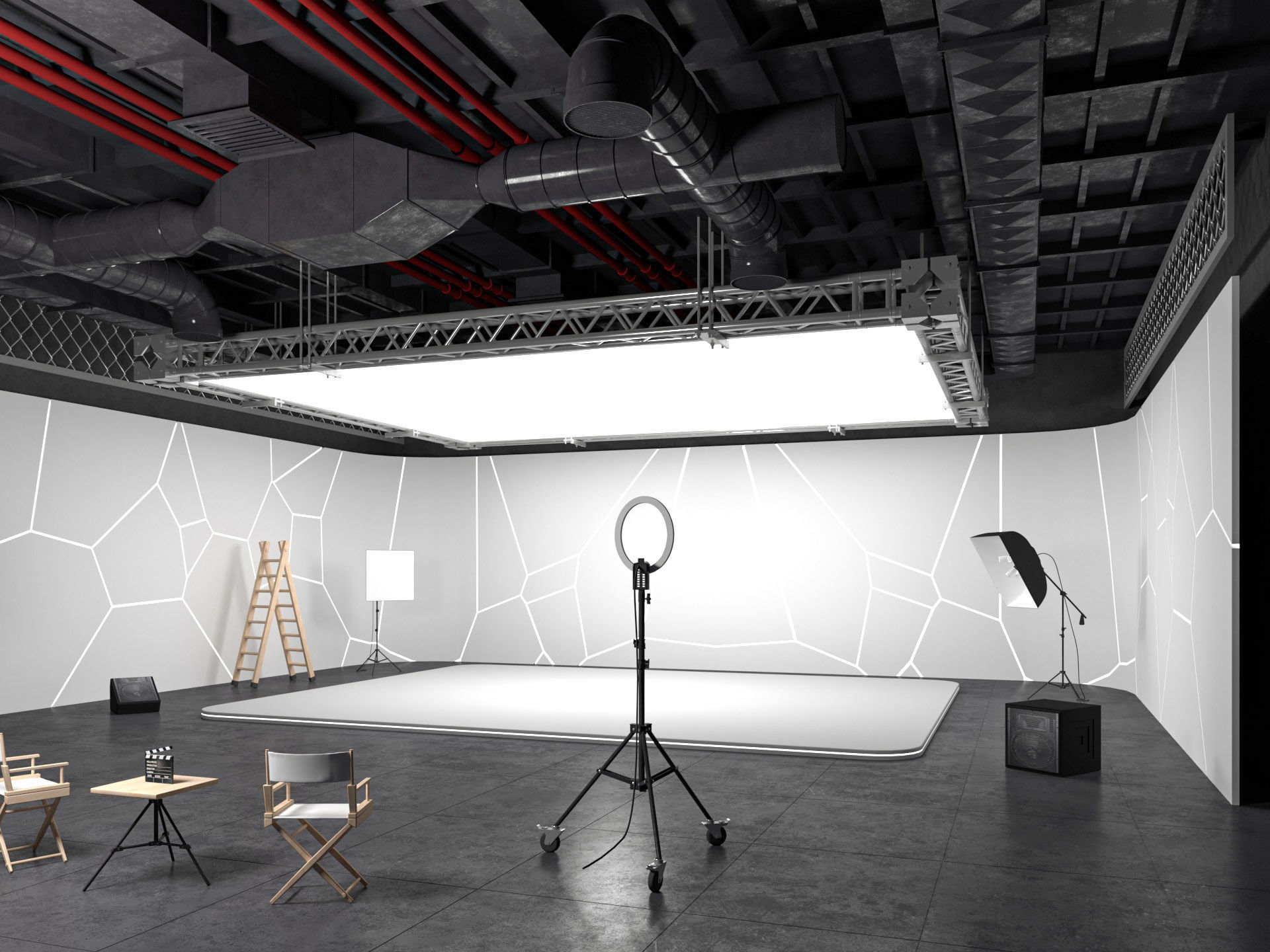 Hangar Photo Studio Scene 3D model_2