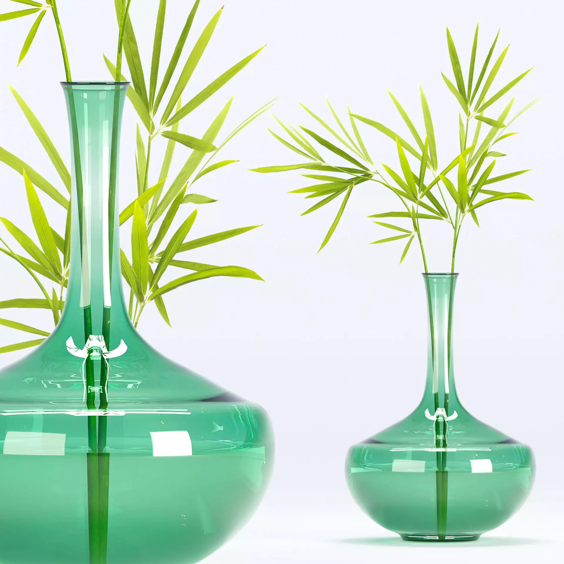 Glass vase with leaves vol 10 Low-poly 3D model