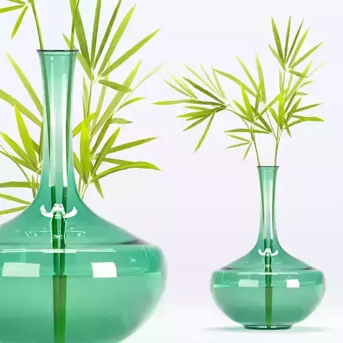 Glass vase with leaves vol 10