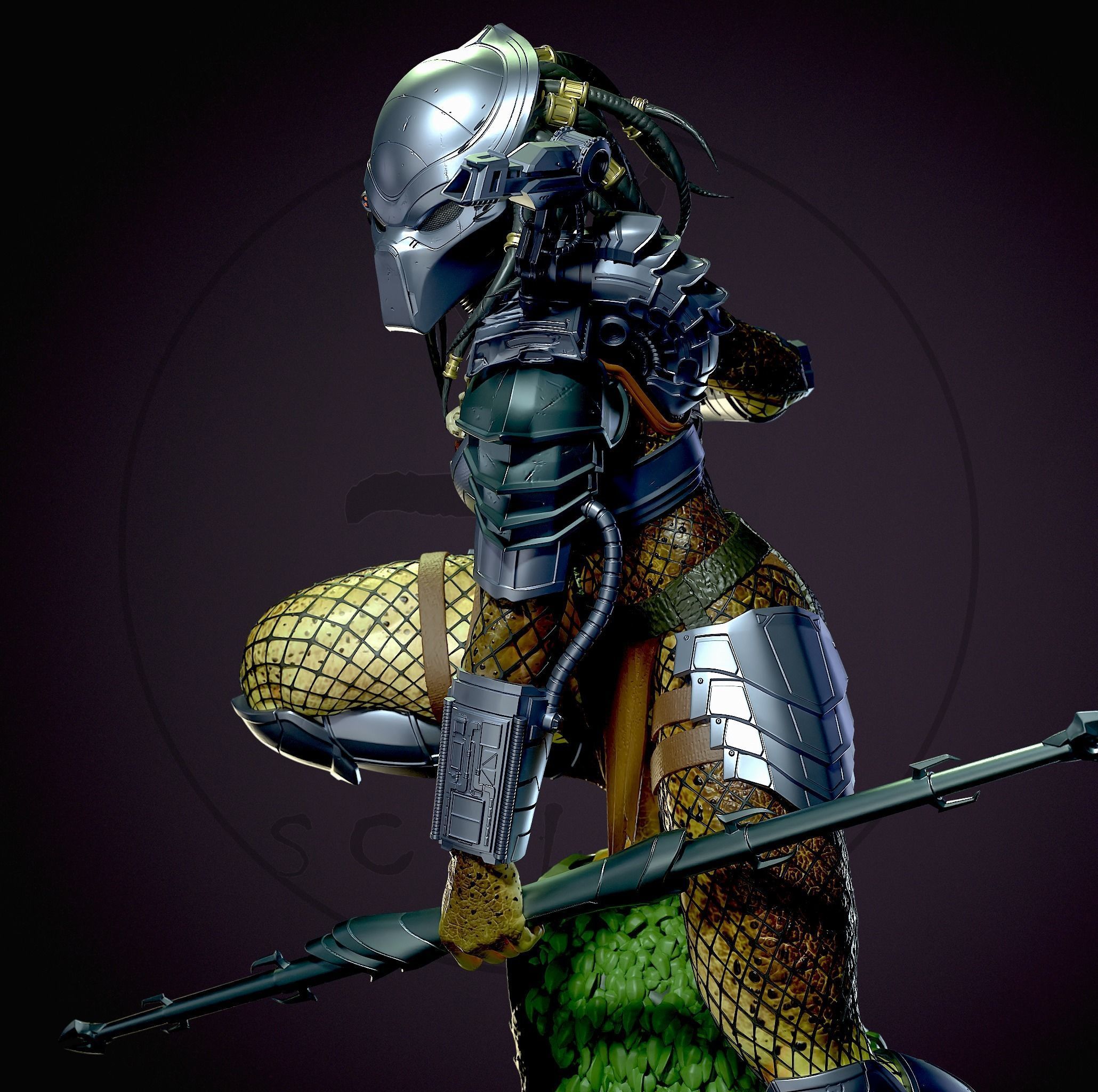 Predator female  3D print model_9