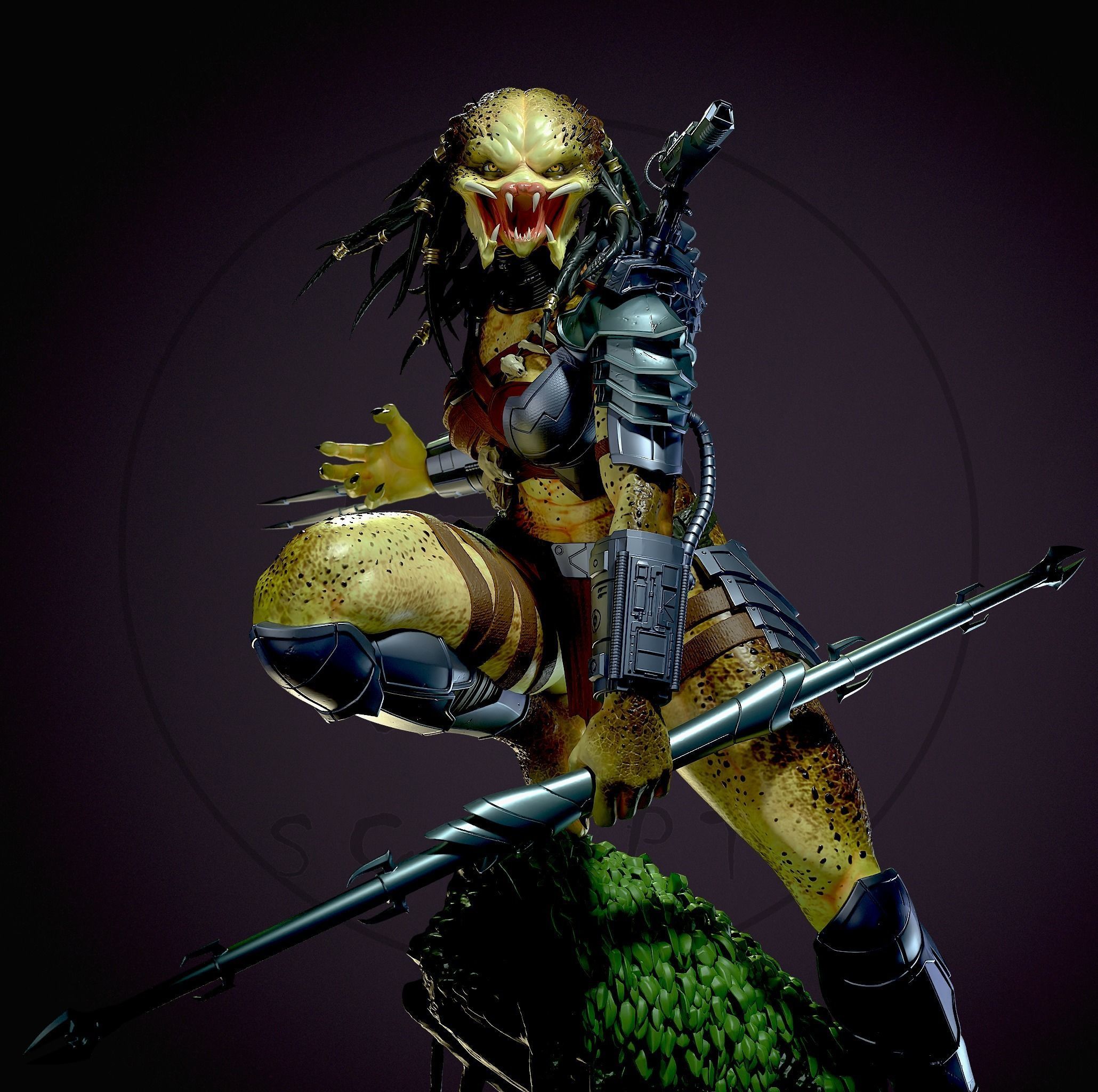 Predator female  3D print model_11