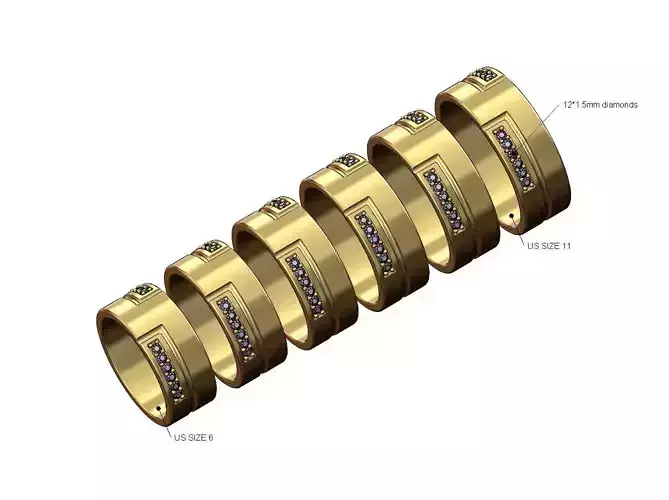 Diamond engraving split band US sizes 6to11