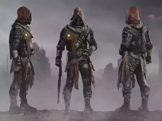 Post Apocalyptic Man Low-poly 3D model