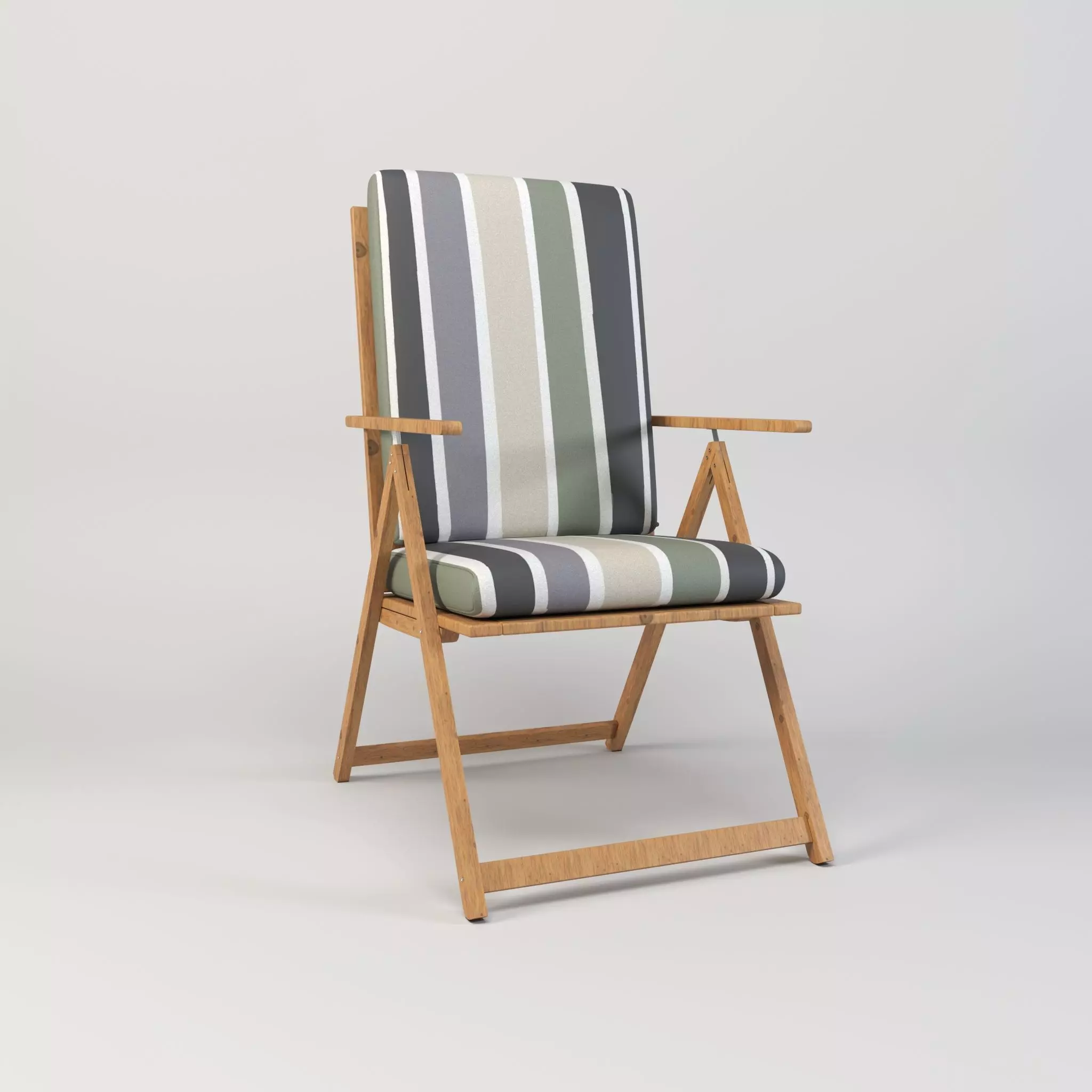 Stripe Folding Chair Low-poly 3D model_0