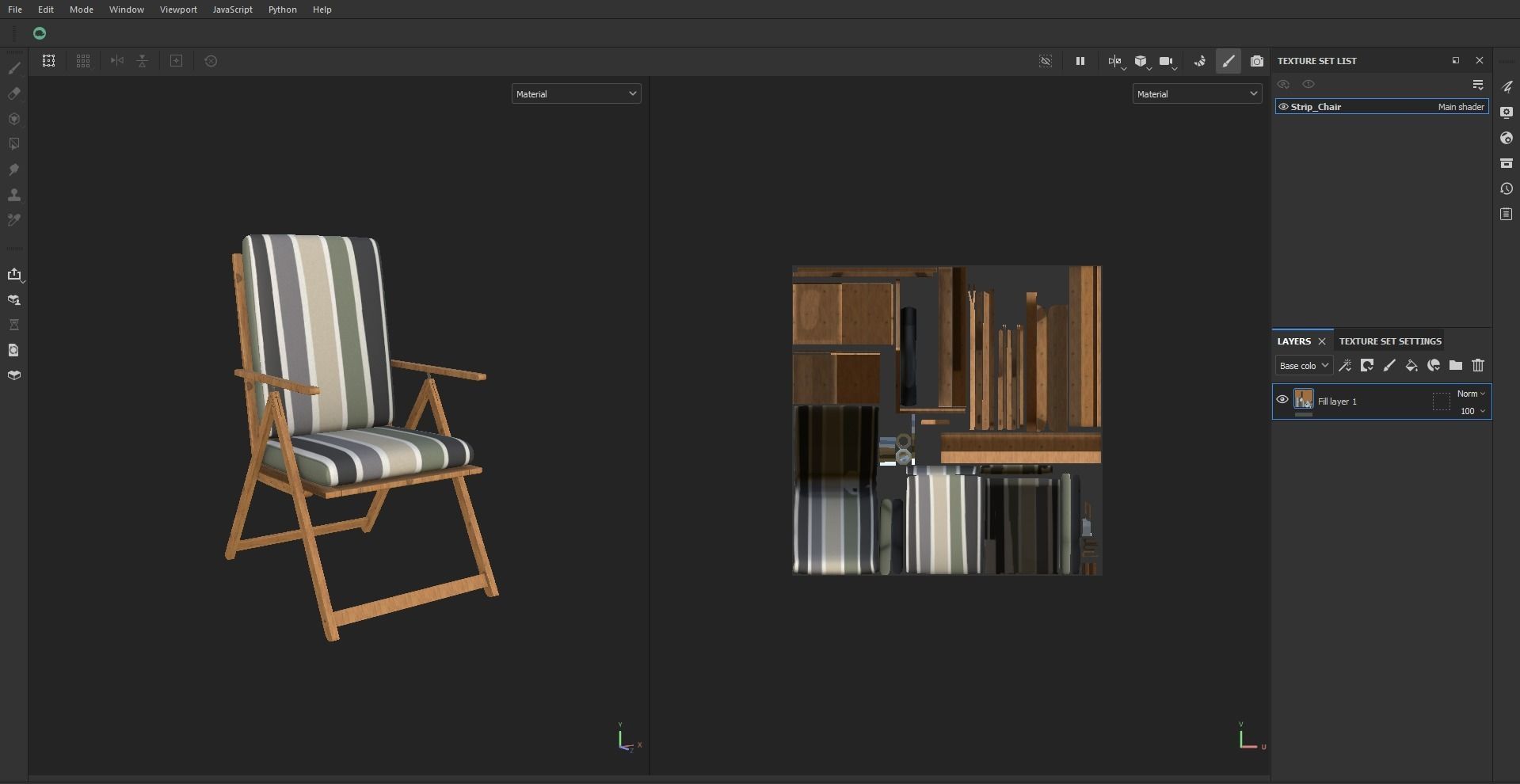 Stripe Folding Chair Low-poly 3D model_24