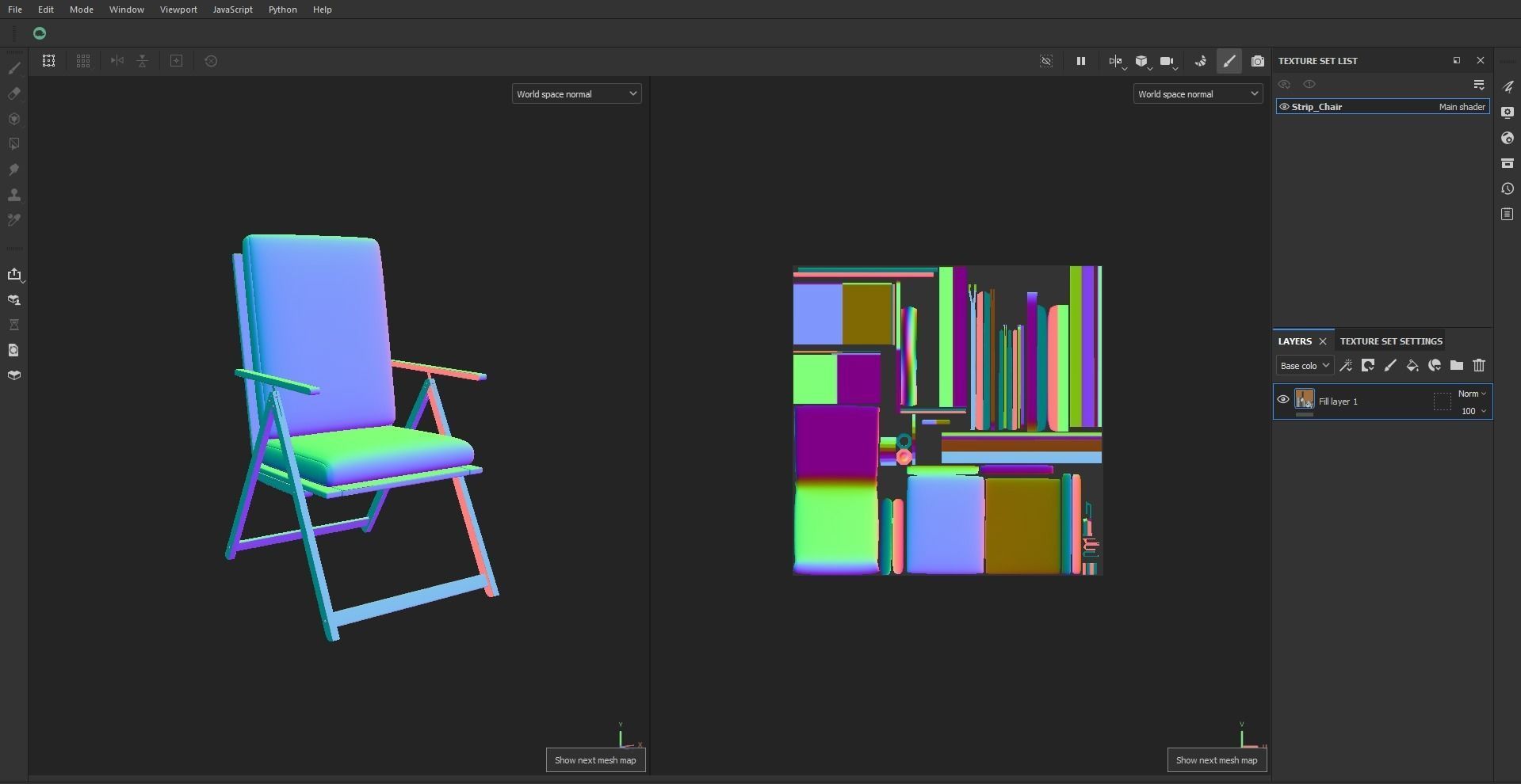 Stripe Folding Chair Low-poly 3D model_26