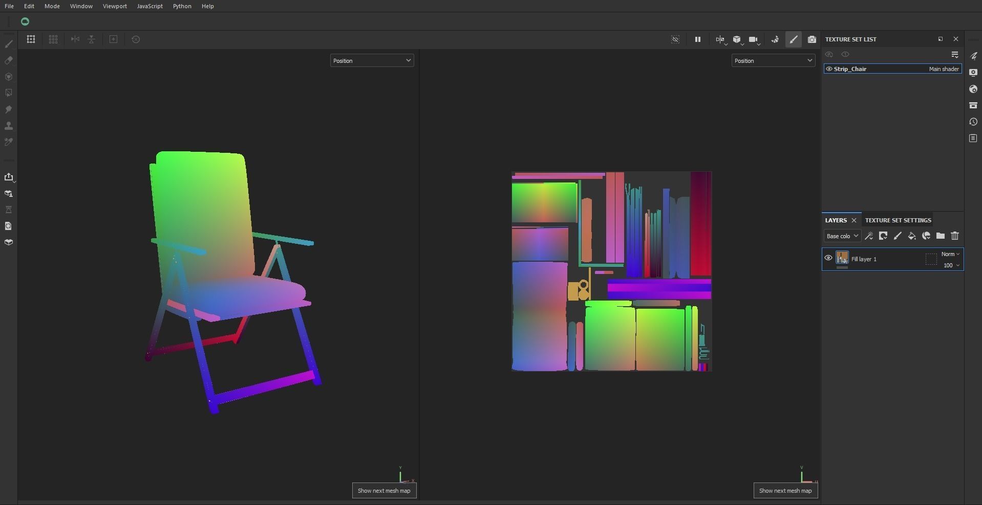 Stripe Folding Chair Low-poly 3D model_20