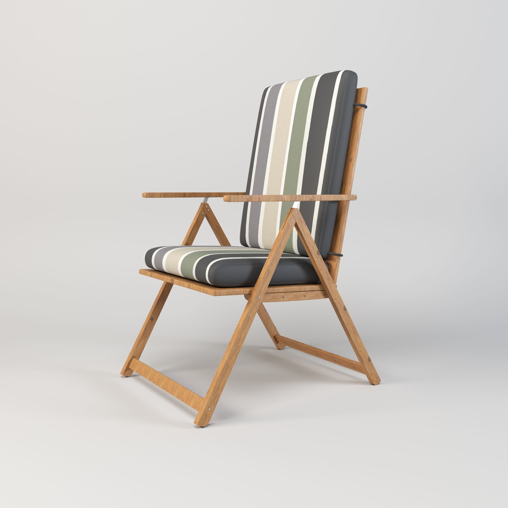 Stripe Folding Chair Low-poly 3D model_3