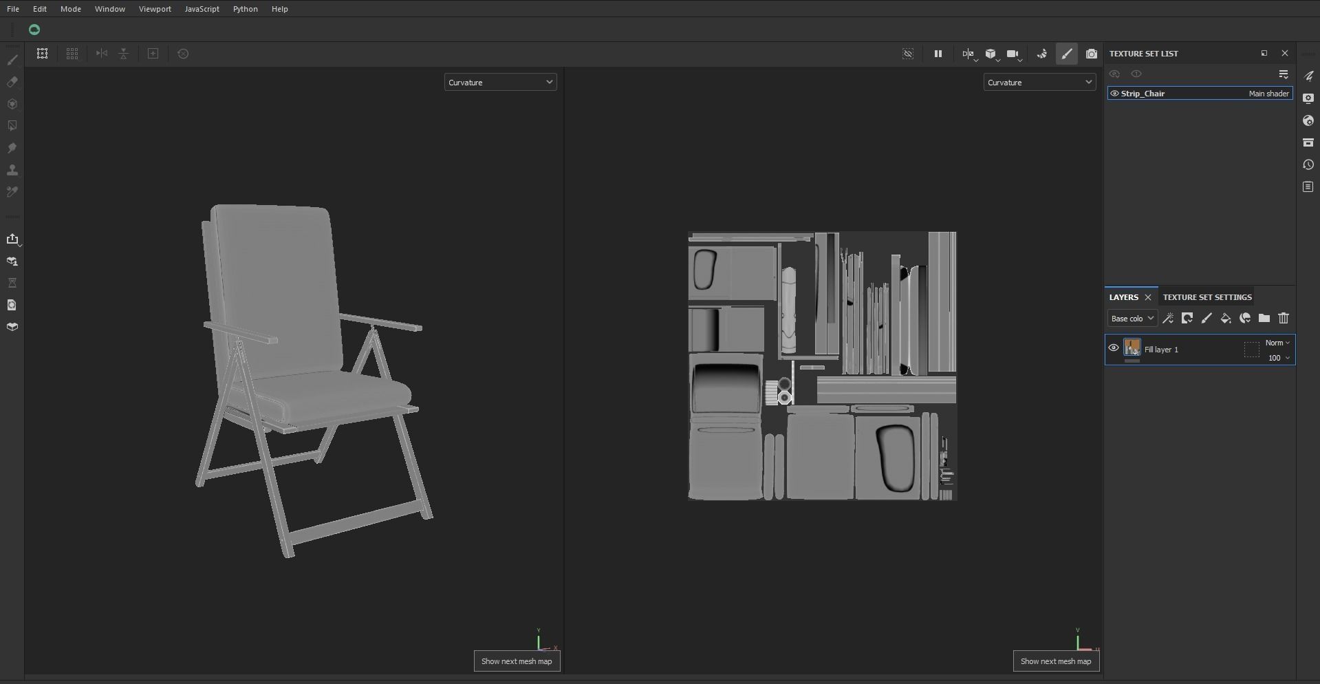 Stripe Folding Chair Low-poly 3D model_19